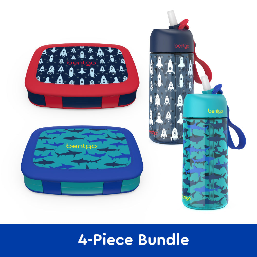 bentgo-kids-prints-lunch-boxes-and-water-bottles-a2 bentgo-lunch-box-bottle-bundle-rocket-shark-1.jpg